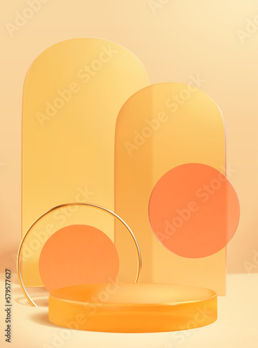 3D Modern orange display background