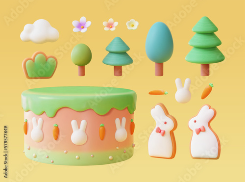 3D sweet Easter element set