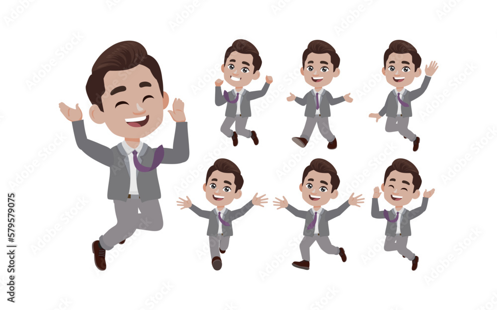 Office worker with different poses