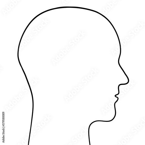 Hand-drawn outline of a human head silhouette