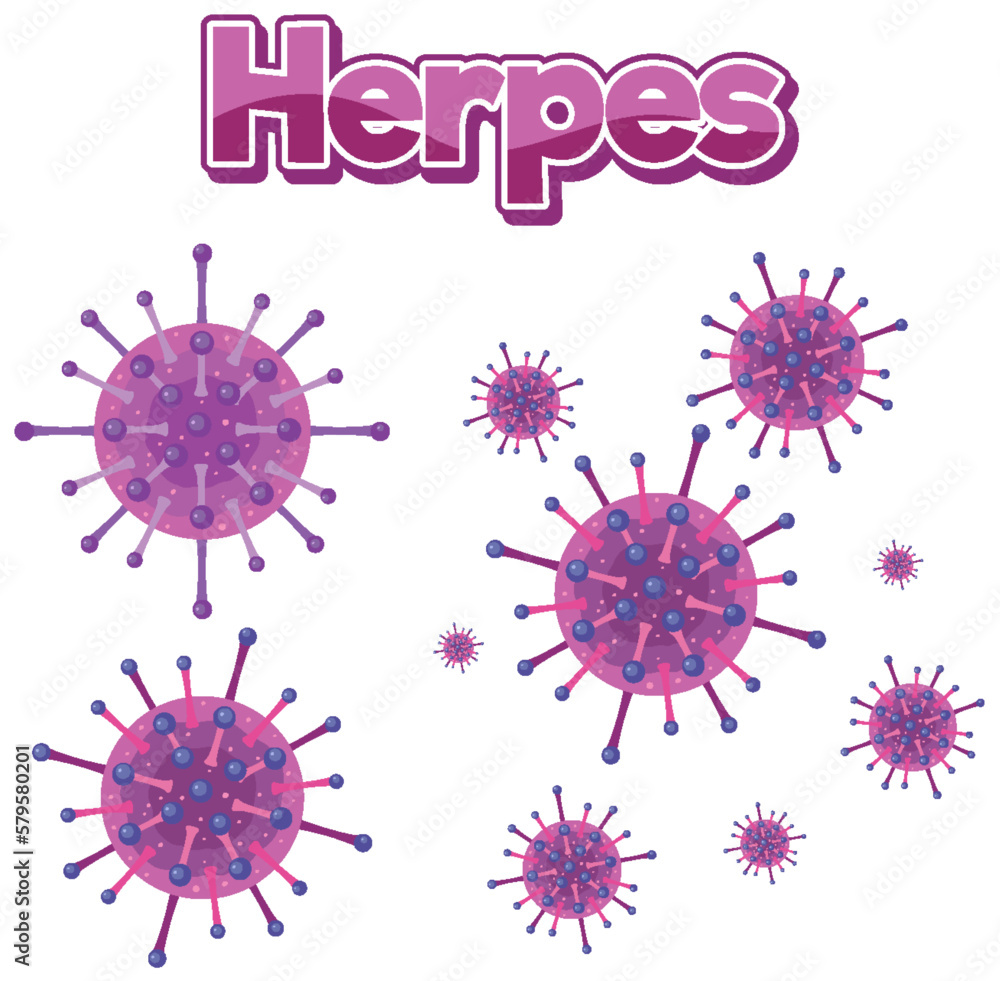 Herpes simplex virus on white background - obrazy, fototapety, plakaty 