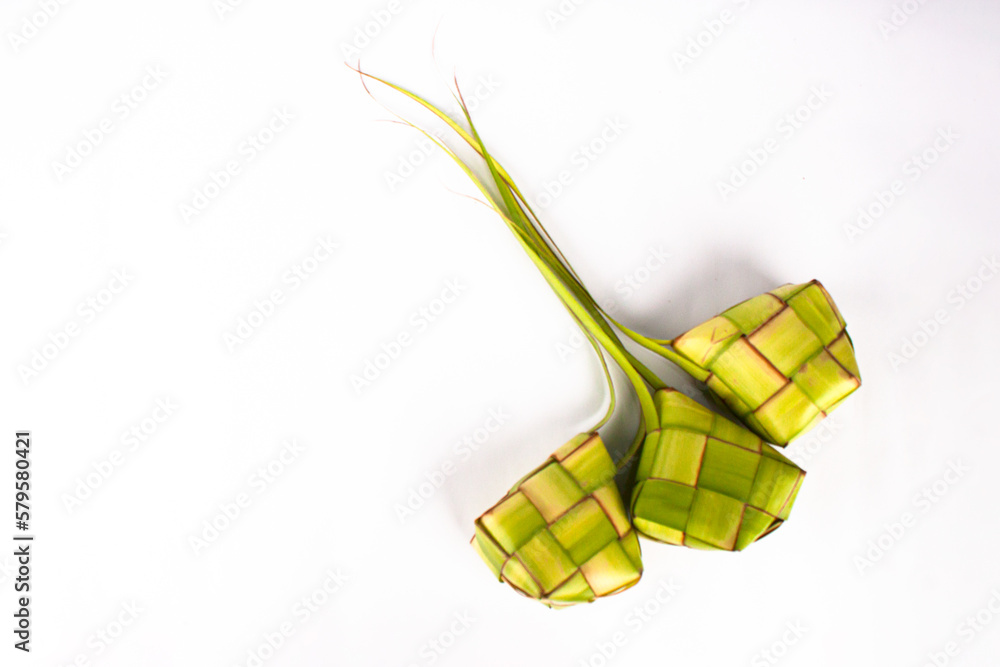 Ketupat or rice dumpling isolated on white background