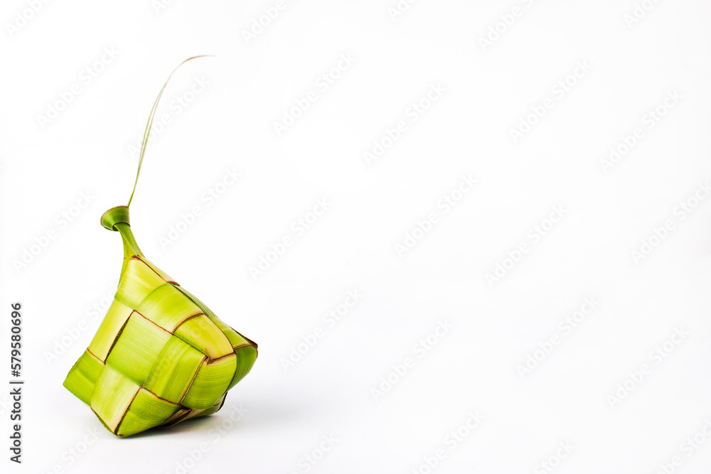 Ketupat or rice dumpling isolated on white background