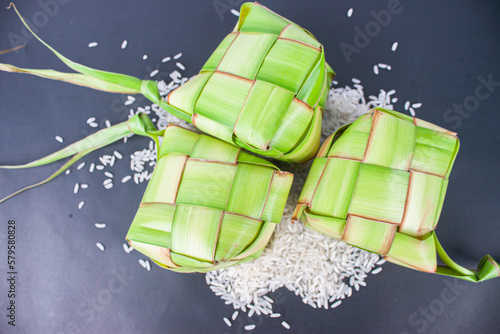 Ketupat or rice dumpling isolated on white background