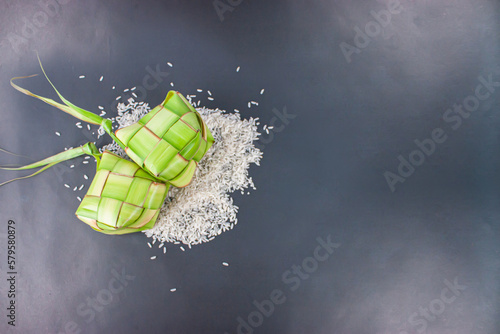 Ketupat or rice dumpling isolated on white background