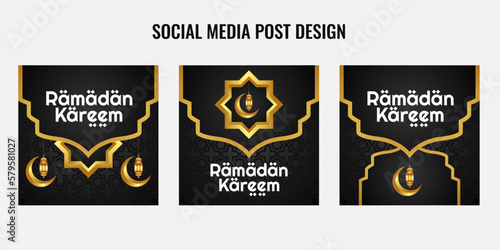 vector realistic ramadan instagram posts collection