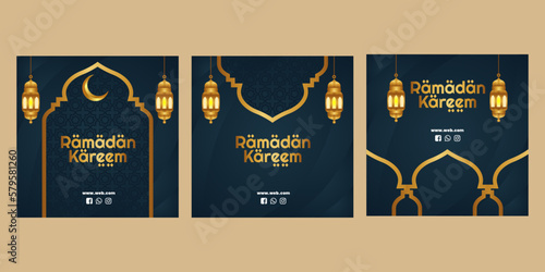 vector realistic ramadan instagram posts collection