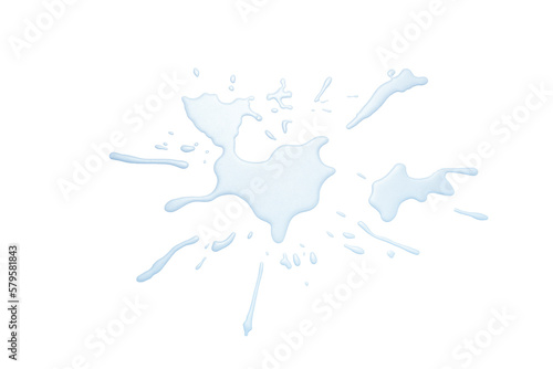 real image, spilled water drop on the floor isolated on white background