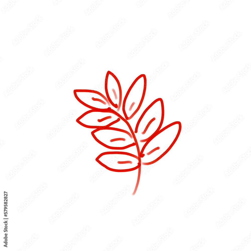 red flower isolated on white ,pink branch leave outline red flower isolated on white ,pink branch leave outline
