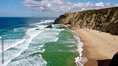 Praia da Adraga beach and rock cliffs of Portuguese coast