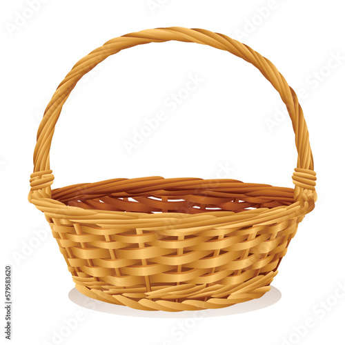 Wicker basket isolated on white background. Vector illustration