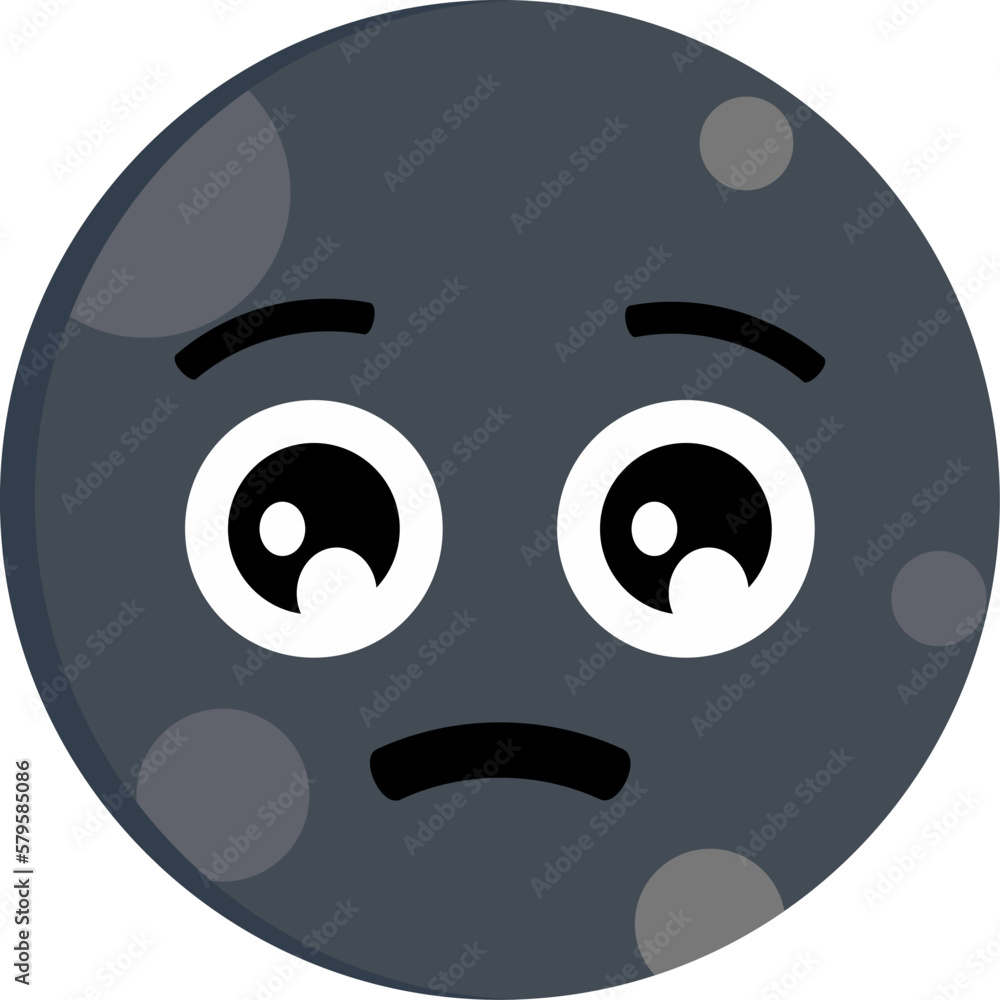 Moon with sad expression. Clip art of sadness moon illustration with flat style. Cartoon character of dark full moon icon with face expression for design graphic element or children education Moon with sad expression. Clip art of sadness moon illustration with flat style. Cartoon character of dark full moon icon with face expression for design graphic element or children education