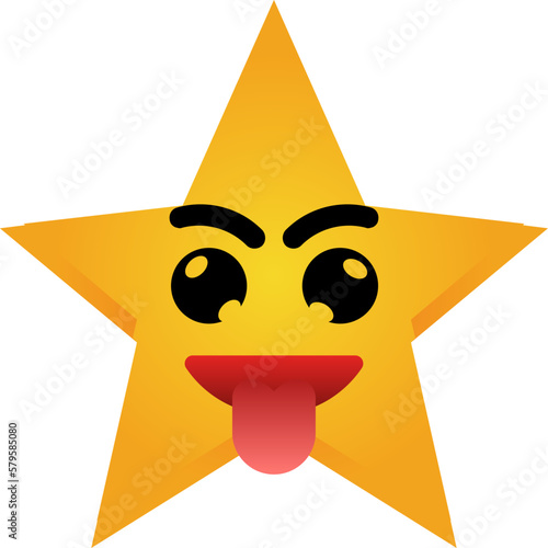 Star with mocked expression. Clip art of emotion star illustration with flat style. Cartoon character of shiny star icon with cute face expression for design graphic element or children education