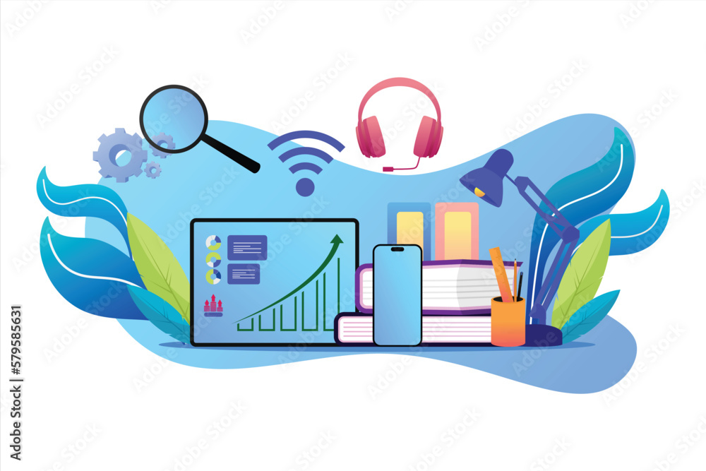 Obraz premium Digital marketing flat design, Market design vector