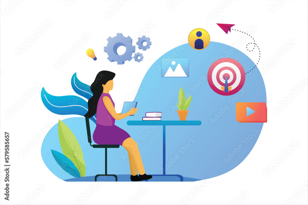 Digital marketing flat design, Market design vector Digital marketing flat design, Market design vector