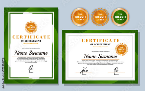 certificate design simple modern a4 luxury green gold