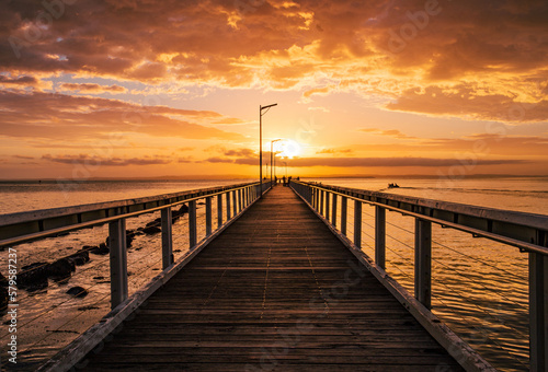 The sunrise of Wellington Point Pier in Wellington Point Recreation Reserve in Brisbane © Gavin