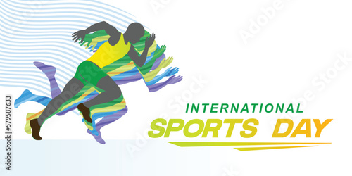 Running Illustration Vector. International Sports Day Illustration. Graphic Design for the decoration of gift certificates, banners, and flyer