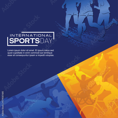 Sports Background Vector. International Sports Day Illustration. Graphic Design for the decoration of gift certificates, banners, and flyer
