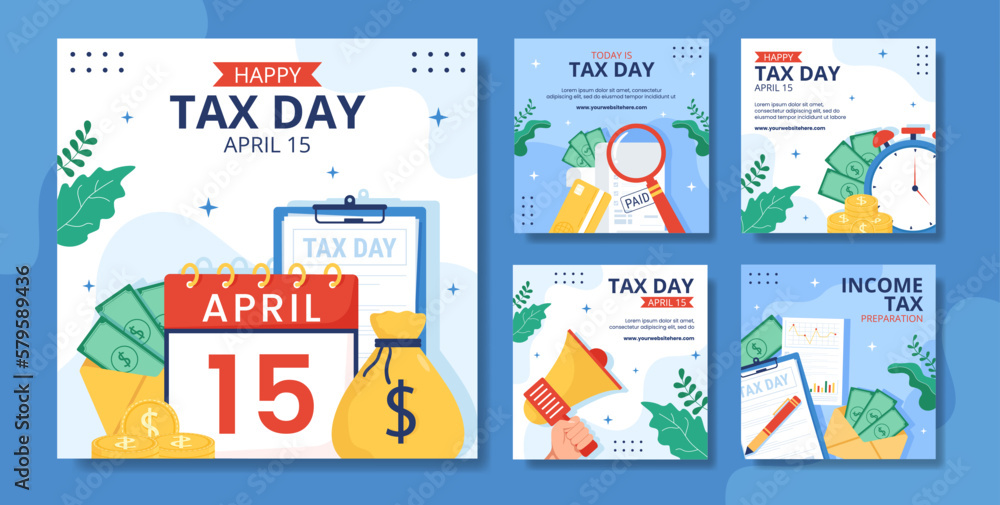 Tax Day Social Media Post Flat Cartoon Hand Drawn Templates Background Illustration Tax Day Social Media Post Flat Cartoon Hand Drawn Templates Background Illustration