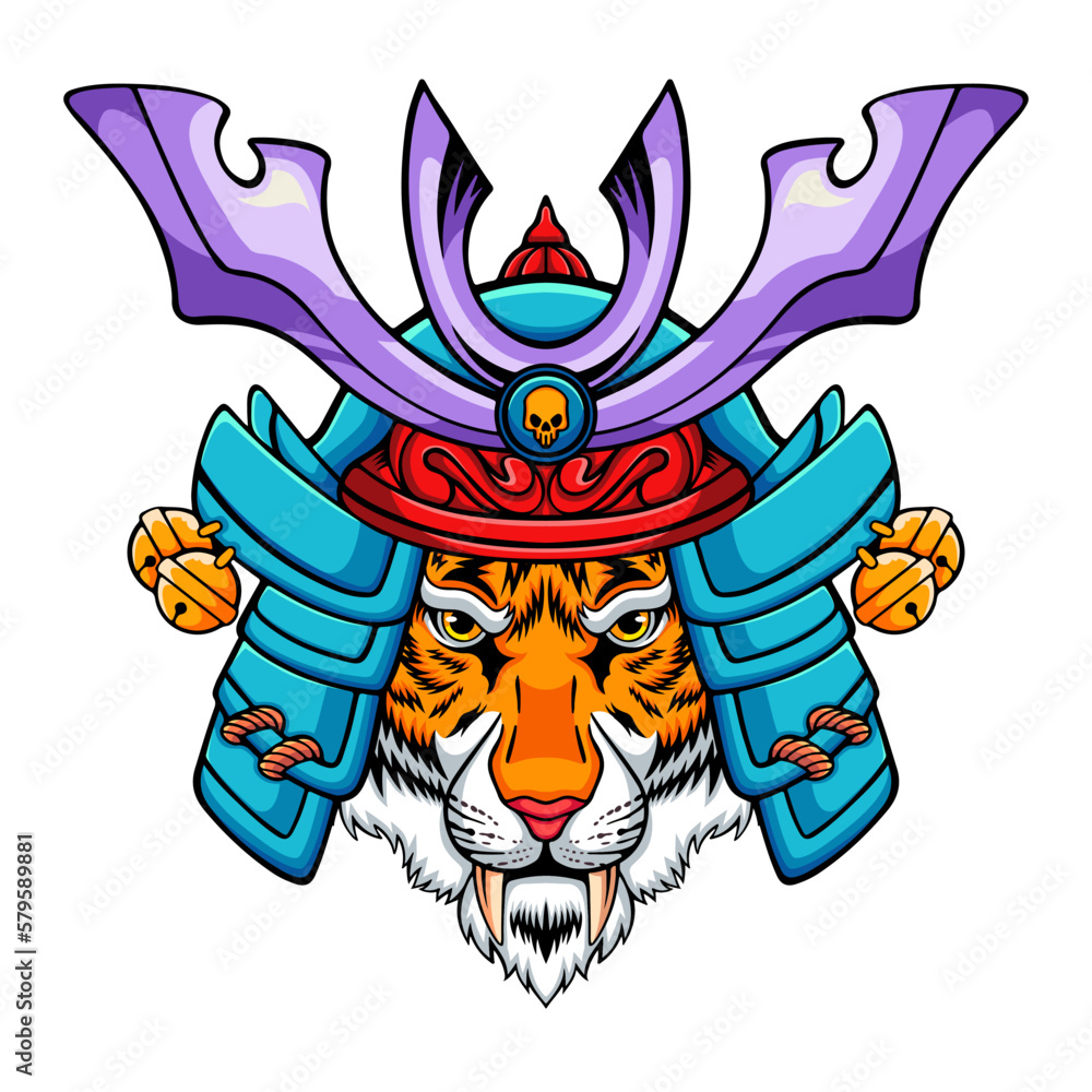 tiger samurai illustration