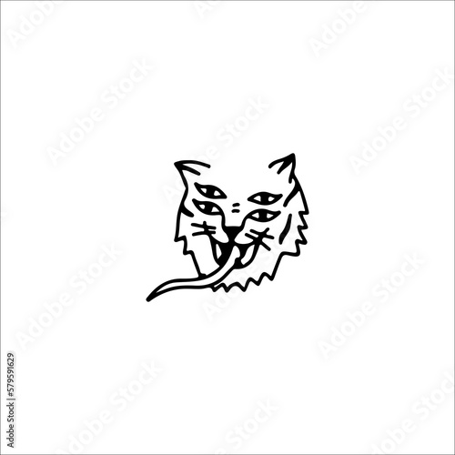 tiger head doodle illustration vector