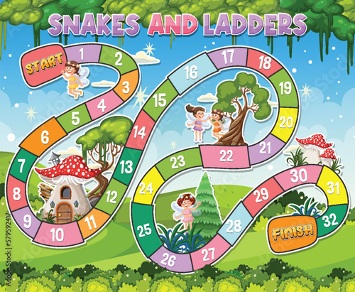 Snakes and ladders board game template