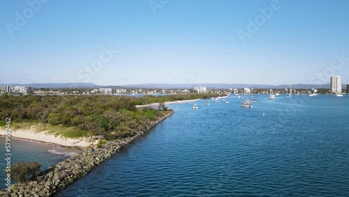 Wallpaper Mural Man made sand Island to provide safe harbour for marine boats close to an urban city. Wavebreak Island Gold Coast Australia Torontodigital.ca