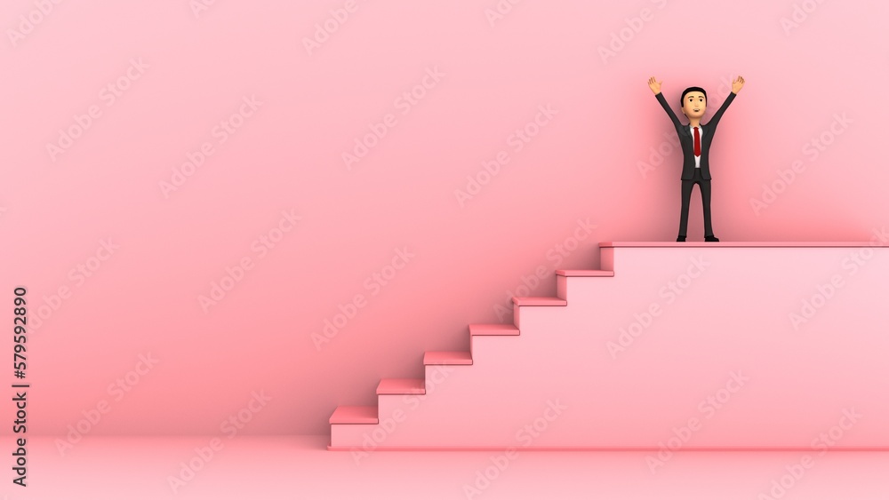 businessman standing on top ladder success. 3d rendering businessman standing on top ladder success. 3d rendering