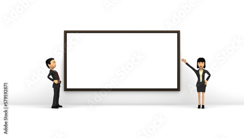 businessman assistant present whiteboard. 3d rendering © parinja