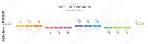 Infographic template for business. 12 Months modern Timeline diagram calendar, presentation vector infographic.