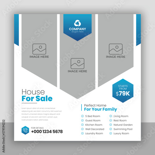 Real estate business social media post and web banner template