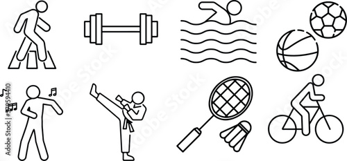 Set of Sports and Workout Line Icon