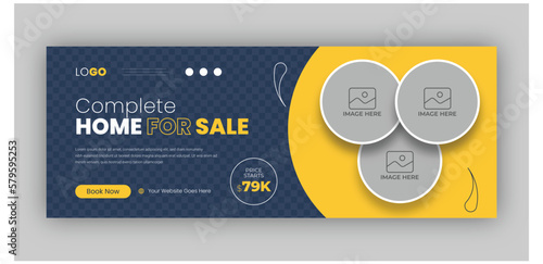 Real estate web banner and social media facebook cover template