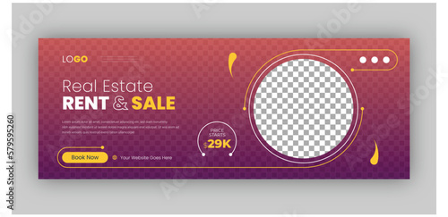 Real estate web banner and social media facebook cover template