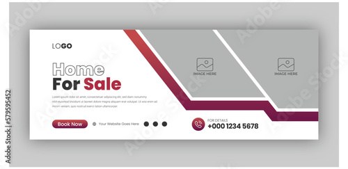 Real estate web banner and social media facebook cover template