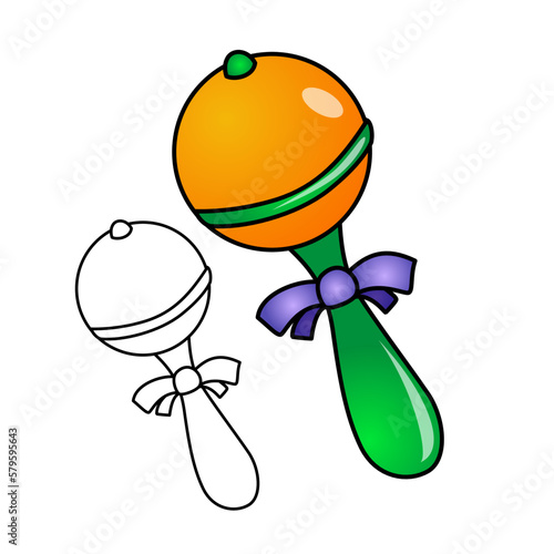 Baby Rattle Toy with a ribbon bow vector illustration clip art