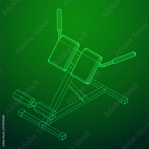 Modern exercise machine for the back and abs. Hyperextension simulator.