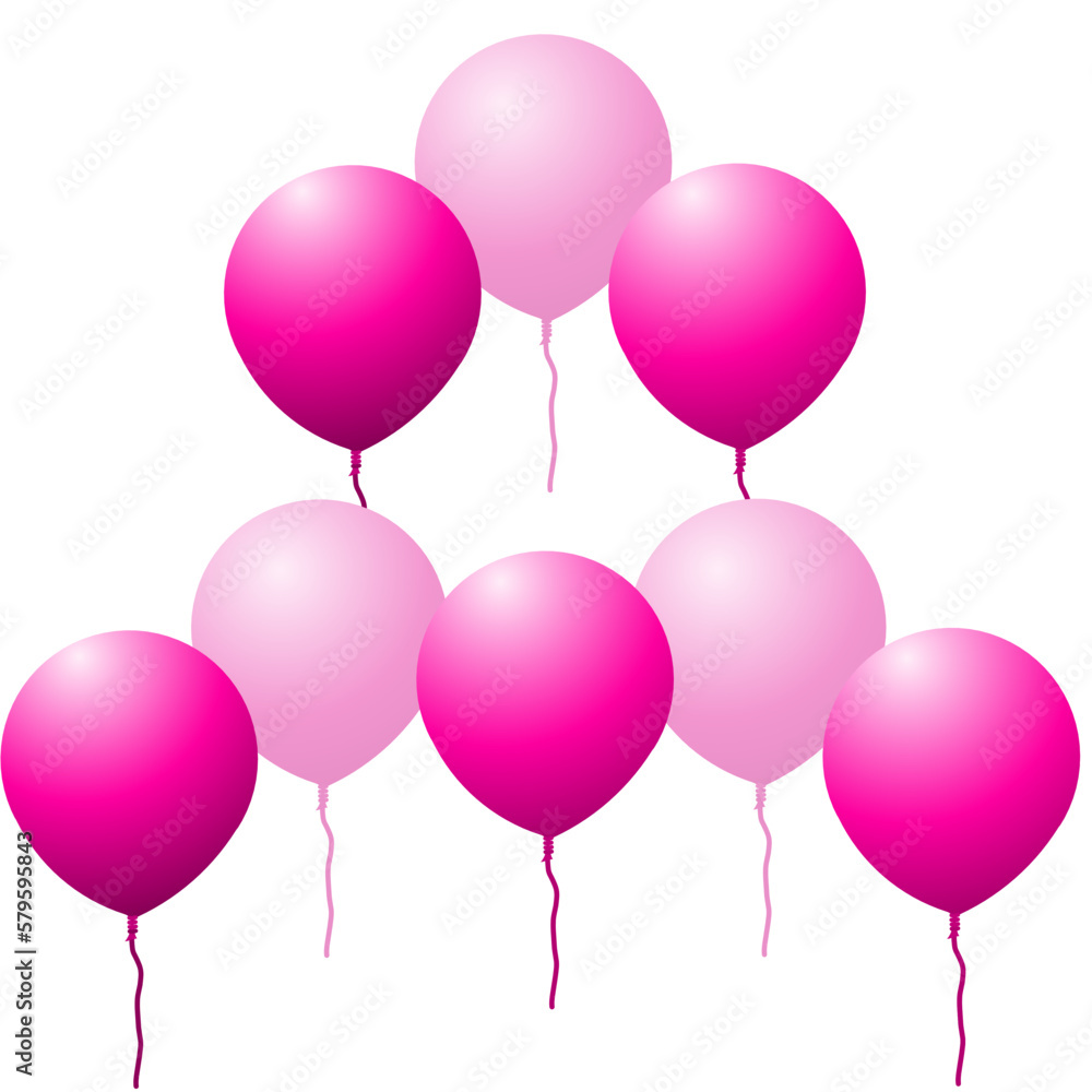 Pink balloons isolated on white