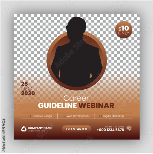 Business webinar social media web banner square flyer design template