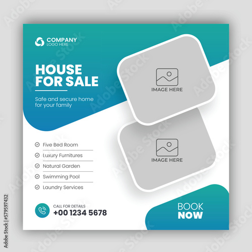 Real estate business social media post and web banner template