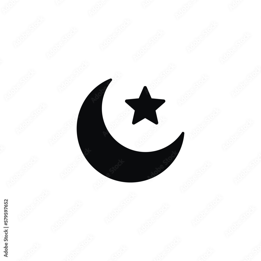 Muslim moon and star icon isolated on white background