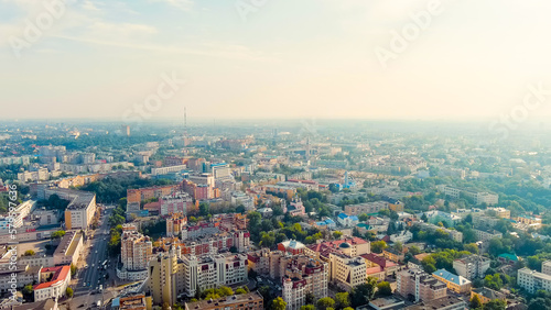 Kaluga, Russia. Panorama of the city from the air, Aerial View © nikitamaykov