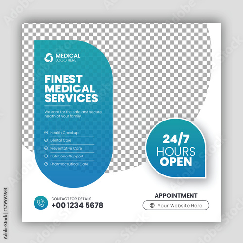 Healthcare medical social media post template for hospital or clinic