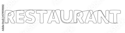 One continuous line of Restaurant word. Thin Line Illustration vector concept. Contour Drawing Creative ideas.