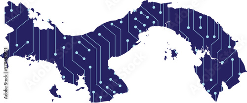 Map of Panama, network line,dot and structure on dark background with Map Panama, Circuit board. Vector illustration. Eps 10