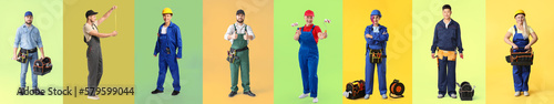Set of different workers on...