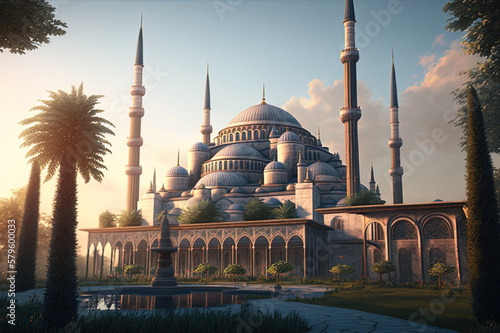 Islamic mosque, Ramadan, Ramzan, meh-e-Ramadan Background, Istanbul mosque, Generative AI