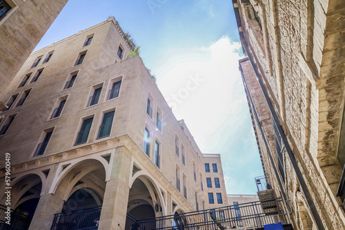 Modern stone buildings with...