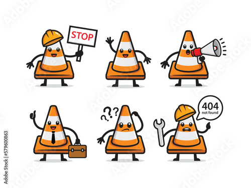 set traffic cone character design